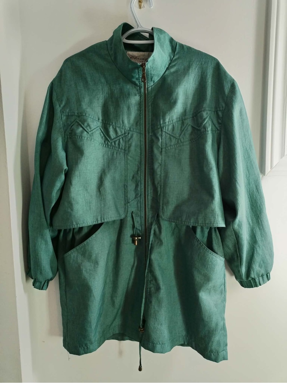 Women’s Vintage Teal Long Lightweight Fall Autumn Jacket - Size Small